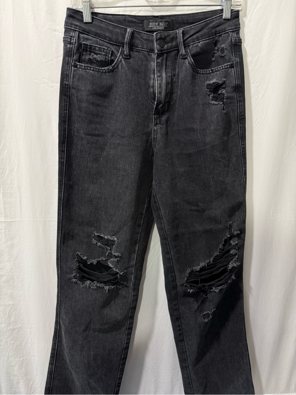 Judy Blue Men's Washed Black Ripped Slim Straight Jeans - Picture 1 of 4